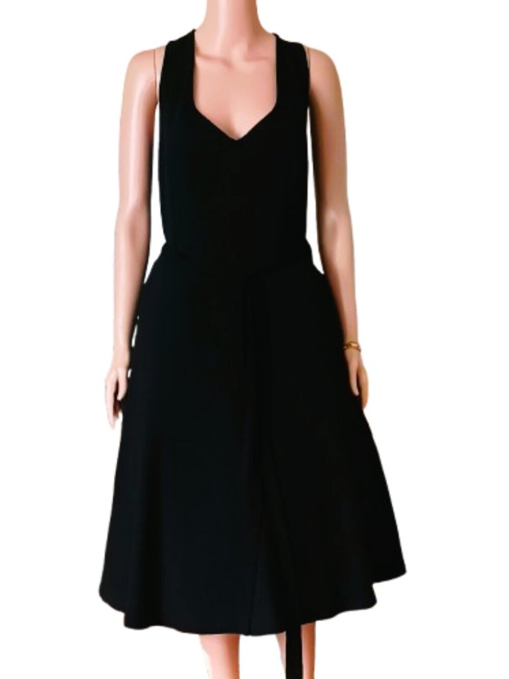City Chic Black Flutter Dress L/20 V Neck Belted Fit & Flare Evening Holiday